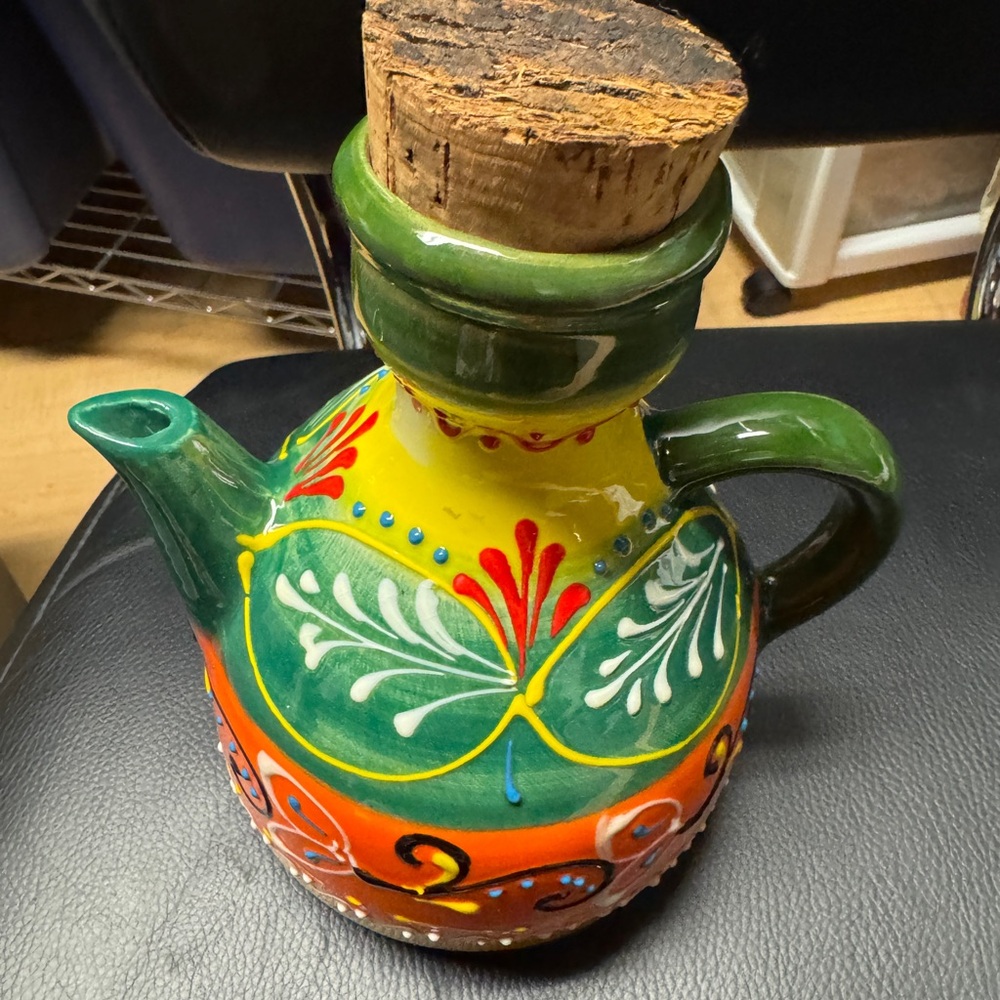 Colorful Ceramic Pitcher with Cork Lid